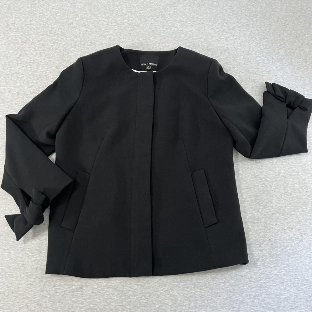 Banana Republic Jacket Womens‎ 12 Tall Black Minimalist Bow Cuff Lux Career